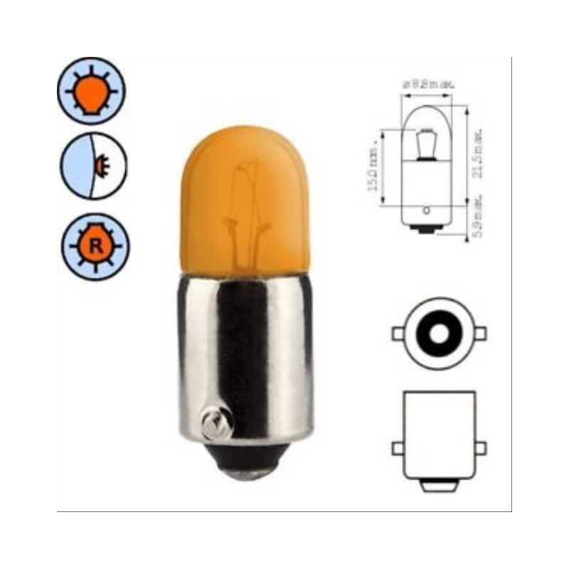 LAMPARA 12V 4W (CASQ.BA9S) COLOR AMBAR IMPORT.
