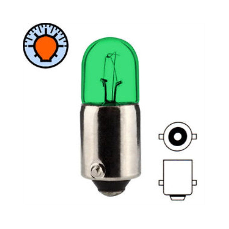 LAMPARA 12V 4W (CASQ.BA9S) COLOR VERDE IMPORT.
