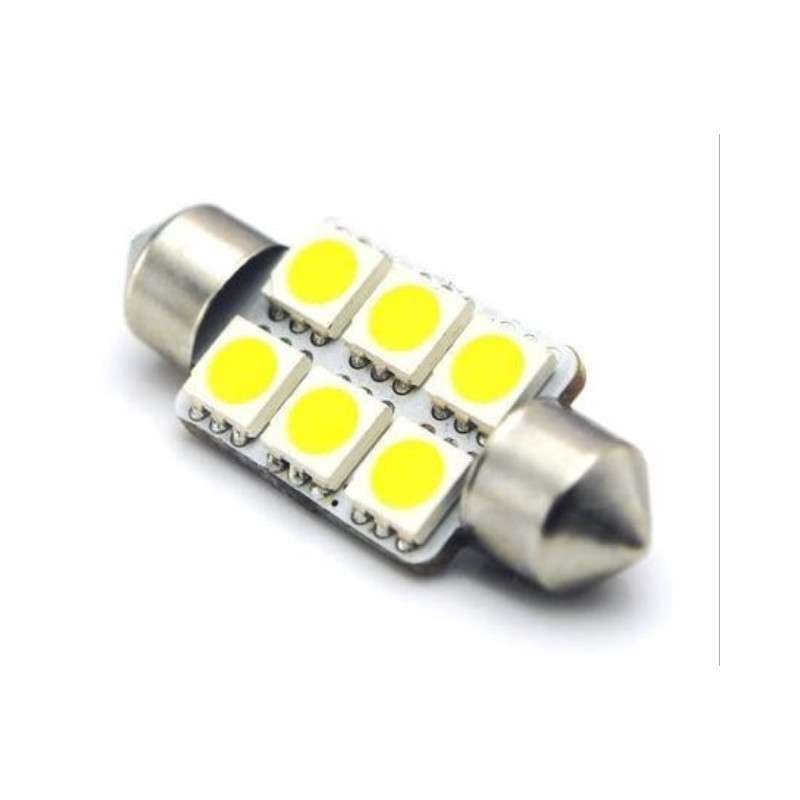 LAMPARA LED 12V TUBULAR 39mm. 6 PUNTOS