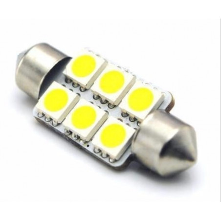 LAMPARA LED 12V TUBULAR 39mm. 6 PUNTOS