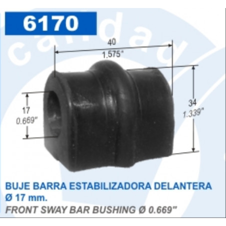 BUJE PARA CHEVROLET AVEO BARRA ESTABILIZADORA 17mm.