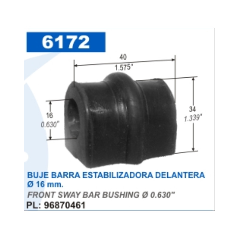 BUJE PARA CHEVROLET AVEO BARRA ESTABILIZADORA 16mm.