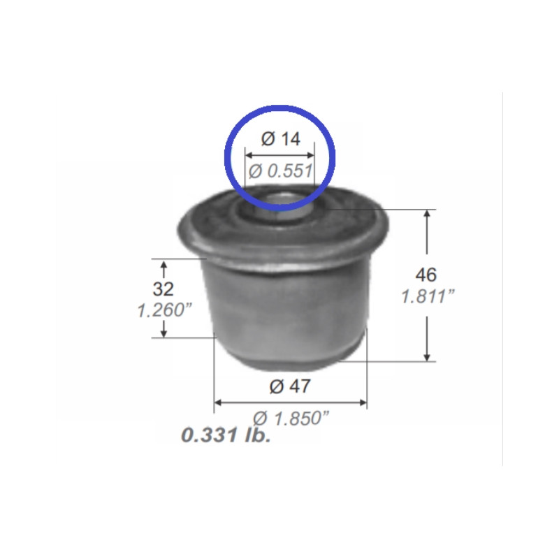 BUJE PARA FORD F100 74/92 PIVOT CENTRAL DEL EJE DELANTERO 14MM