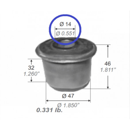 BUJE PARA FORD F100 74/92 PIVOT CENTRAL DEL EJE DELANTERO 14MM