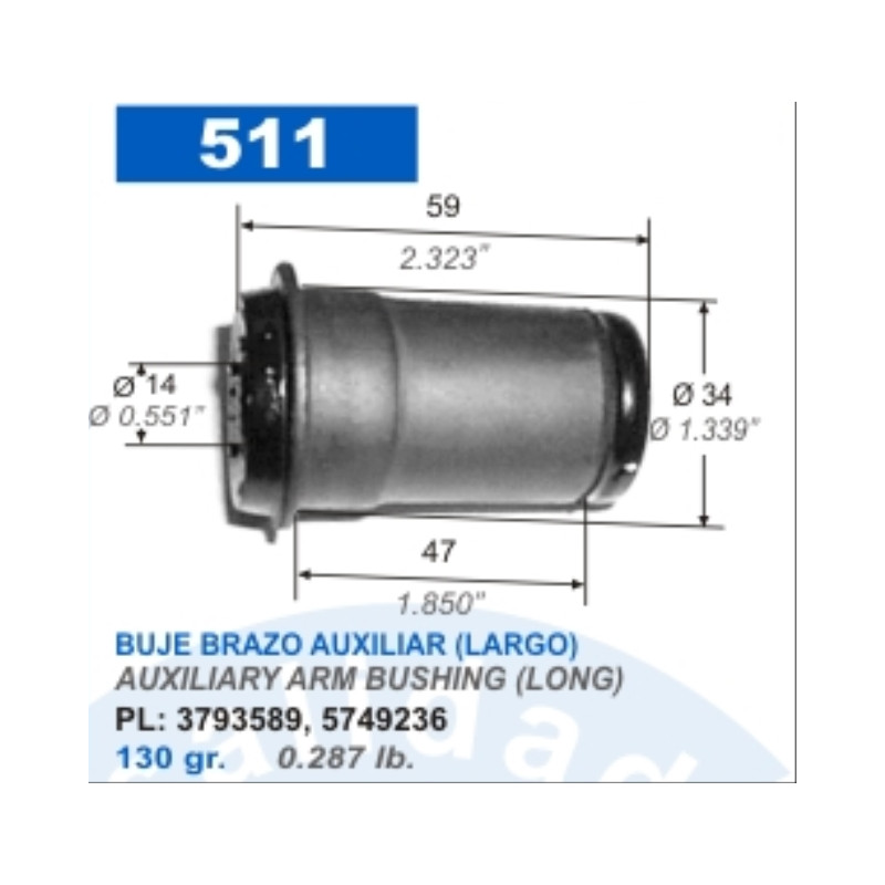 BUJE PARA CHEVROLET 400 63/78 BRAZO AUXILIAR LARGO