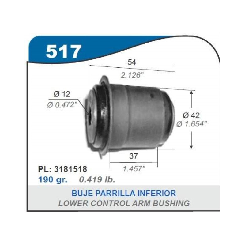 BUJE PARA CHEVROLET 400 63/78 PARRILLA INFERIOR