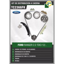 KIT DE DISTRIBUCION PARA FORD RANGER 12/.. 2.2 TDCI (A CADENA)