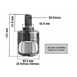 HOMOCINETICA L/RUEDA PARA RENAULT DUSTER/OROCH 2.0 26E/33I CAJA AUTOMATICA