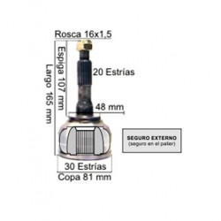 HOMOCINETICA L/RUEDA PARA RENAULT 12 (CAJA 5TA.) 20E/30I