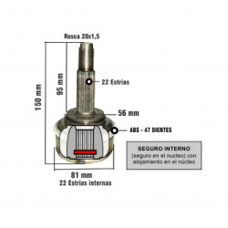 HOMOCINETICA L/RUEDA PARA CHEVROLET AVEO C/ABS 22E/22I Seguro Interno