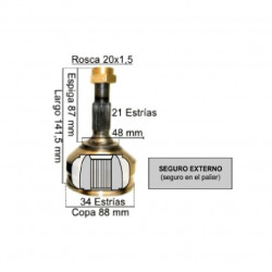 HOMOCINETICA L/RUEDA PARA PEUGEOT 206/207 21E/34I