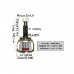 HOMOCINETICA L/RUEDA PARA RENAULT CLIO II/KANGOO 21E/22I S/INT.