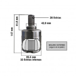 HOMOCINETICA L/RUEDA PARA RENAULT DUSTER/OROCH 2.0 (C.AUTOM) 26E/33I
