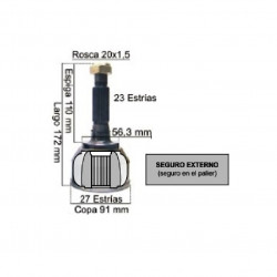HOMOCINETICA L/RUEDA PARA RENAULT TRAFIC 85/92 23E/27I