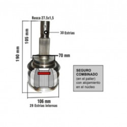 HOMOCINETICA L/RUEDA PARA TOYOTA HILUX 16/.. 2.4 TDI 30E/29I