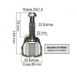 HOMOCINETICA L/RUEDA PARA VW FOX/SURAN 22E/30I