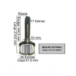 HOMOCINETICA L/RUEDA PARA CHEVROLET S10/BLAZER 01/12 4X4 17E/26I