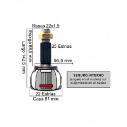 HOMOCINETICA L/RUEDA PARA FORD FIESTA/ESCORT 97/.. 25E/22I