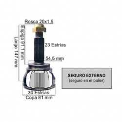 HOMOCINETICA L/RUEDA PARA FORD ESCORT 88/95 1.8 23E/30I
