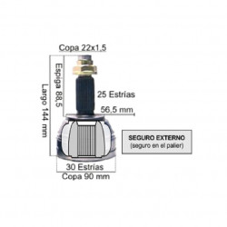 HOMOCINETICA L/RUEDA PARA FORD ORION/POINTER 1.8/2.0 25E/30I