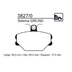 PASTILLAS DE FRENO PARA FIAT TIPO/TEMPRA T/GIRLING DELANTERAS