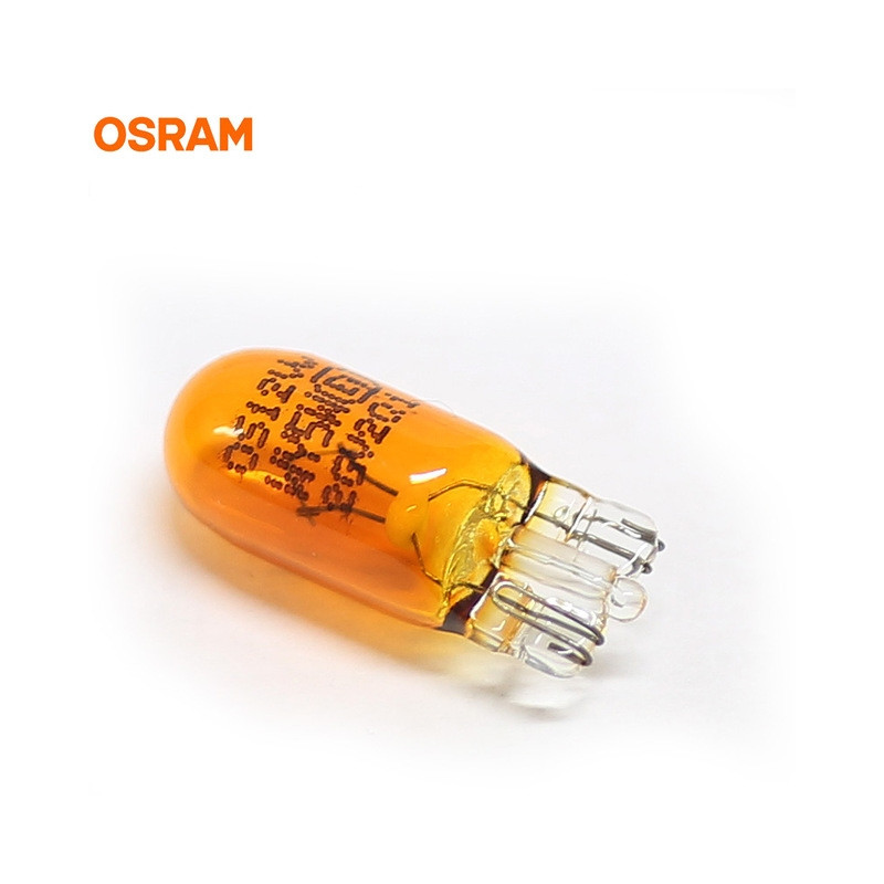 LAMPARA 12V 5W (CASQ.VIDRIO W2.1X9.5D) COLOR AMBAR OSRAM
