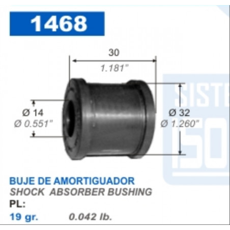 BUJE PARA CHEVROLET S10/D20/C10 AMORTIGUADOR (OJAL S/CAÑO)